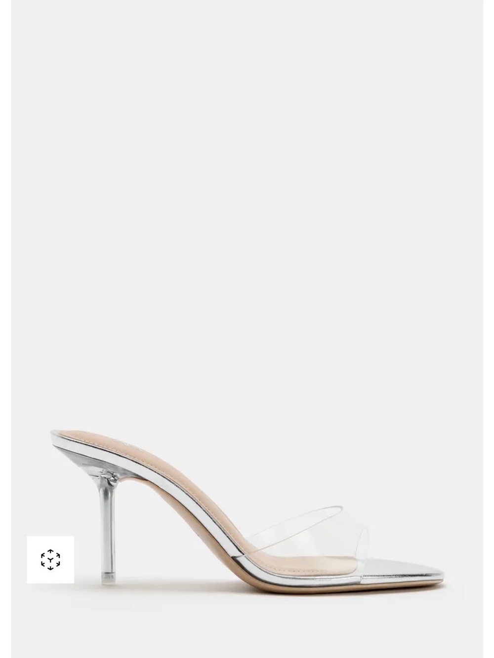 Zara Silver Stiletto Mule with Clear Strap